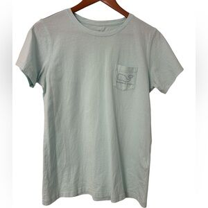 Vineyard Vines Men’s Small Pocket Tee in Light Aqua Vintage Whale Super Soft